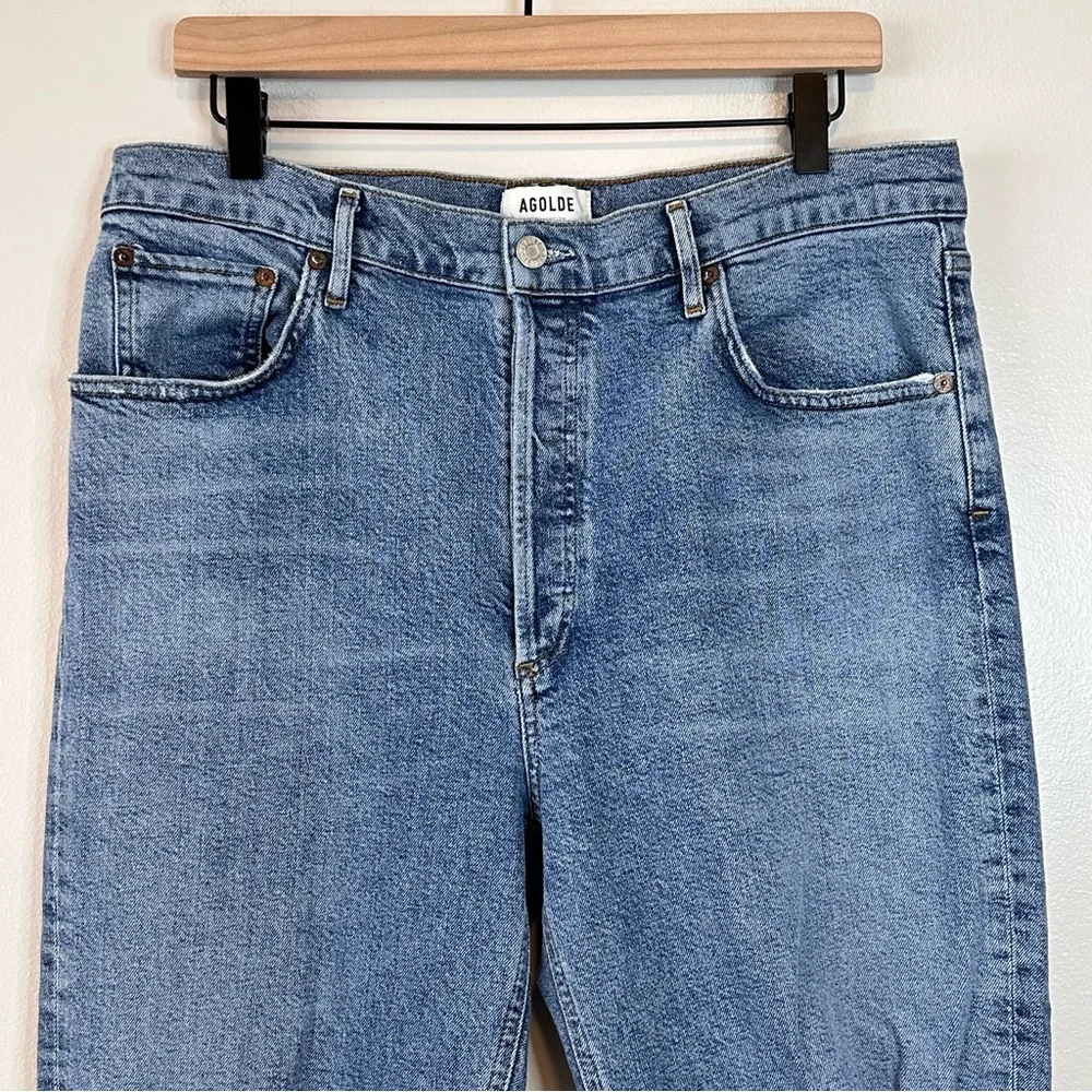 AGOLDE Riley High Rise Crop Distressed Jeans Size 32 - Picture 2 of 15